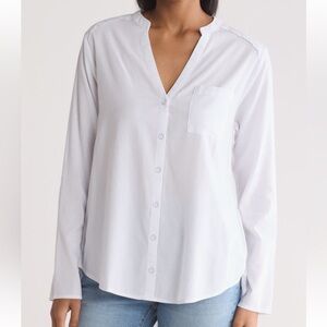 Splendid NWT Cosette Long Sleeve Vneck Button-Up Cotton-Rayon Shirt size large